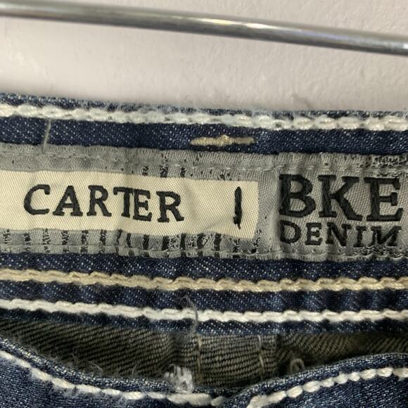 BKE Carter Regular Fit Jeans Mens 38L Dark Wash Old Mill Contrast Stitching NWT - Picture 3 of 7